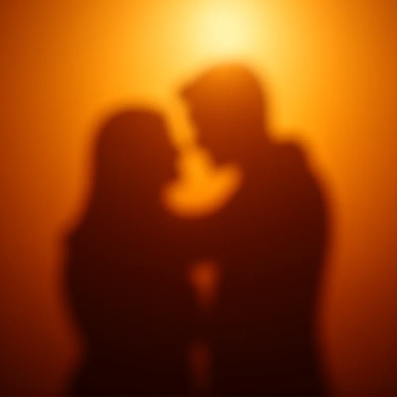 A silhouetted figure hugging their parent, backlit by warm sunlight.