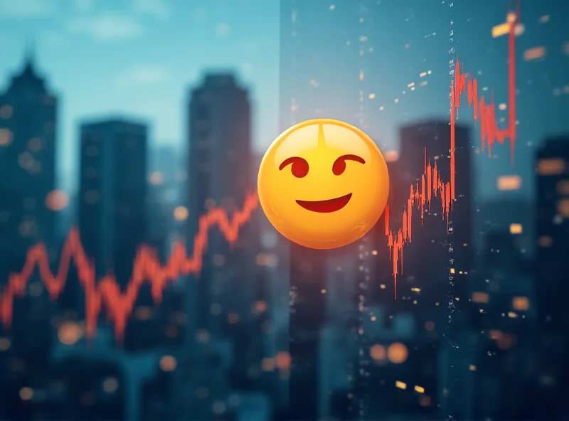 Illustration of an upward trending graph with a smiling face emoji overlayed on a stock ticker