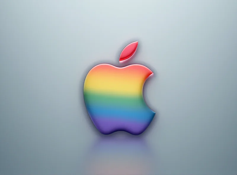 Apple logo with rainbow colors representing diversity and inclusion.