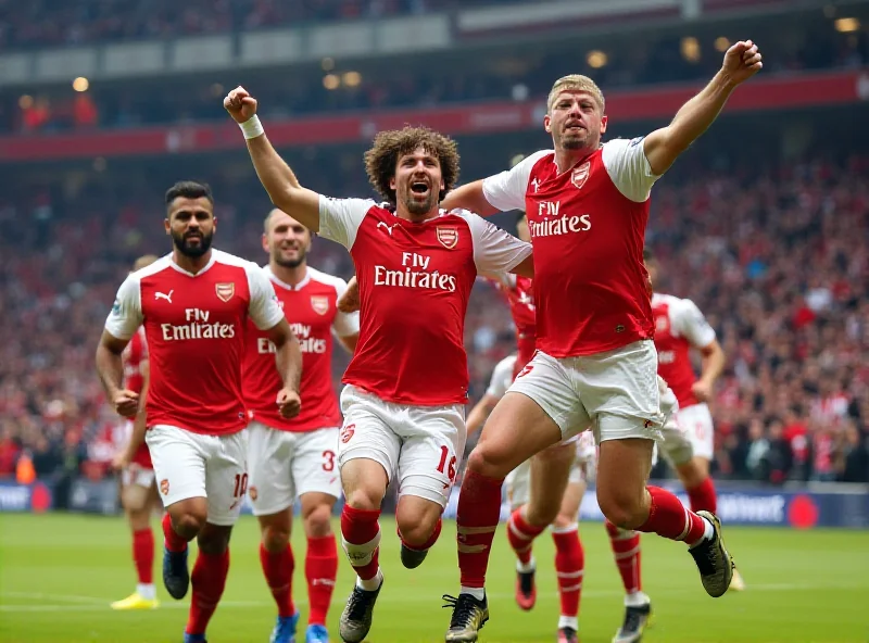 Arsenal players celebrating a goal against PSV Eindhoven