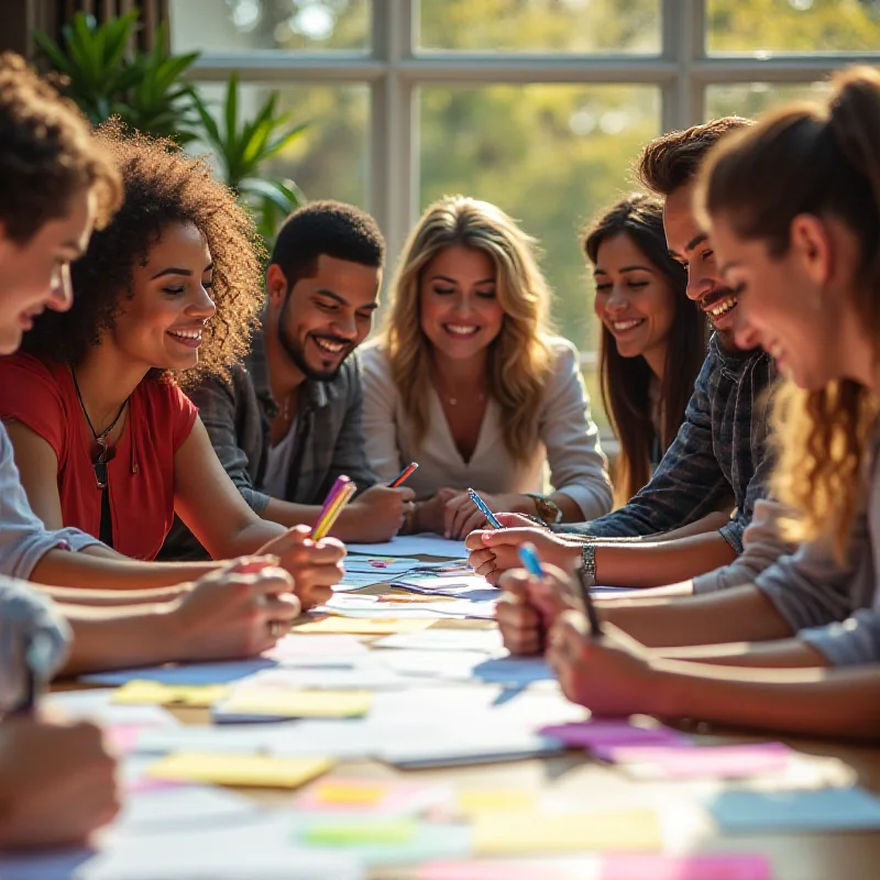 A diverse group of people working together, symbolizing community support and advocacy.