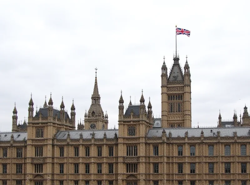A photograph of the Houses of Parliament in London, with a focus on the House of Lords.