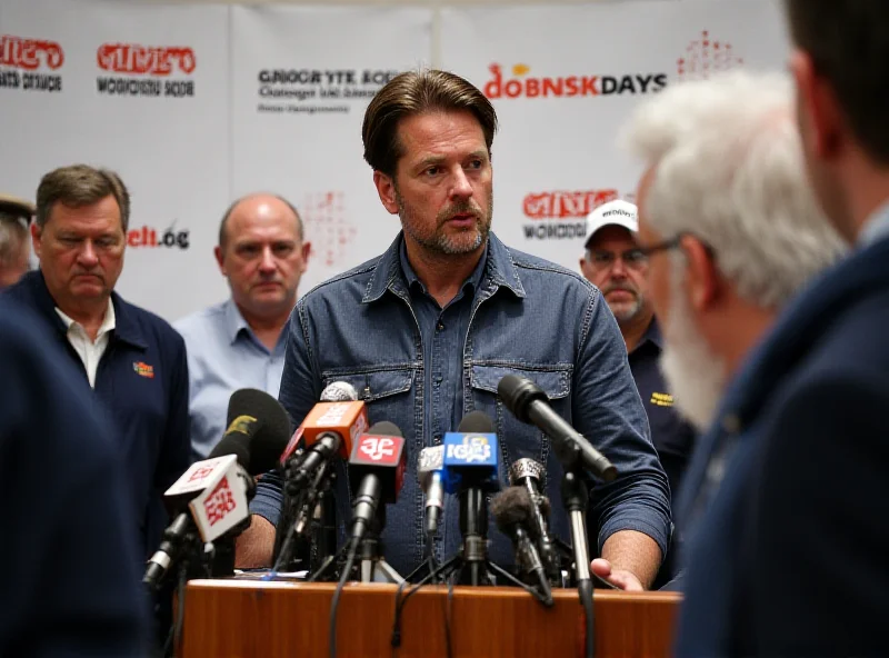 Raphael Thelen speaking at a press conference