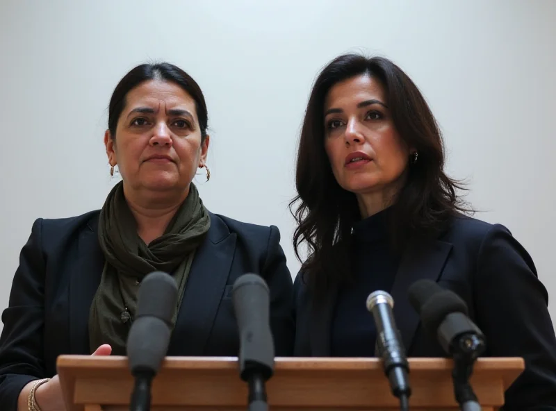 Sahra Wagenknecht and Amira Mohamed Ali at a press conference