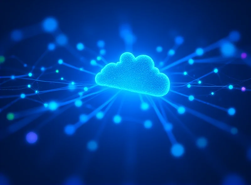 Abstract representation of cloud data storage with glowing connections.