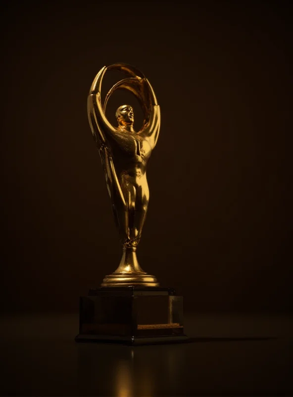 A golden Stevie Award trophy on a dark background, representing the prestige of the awards.