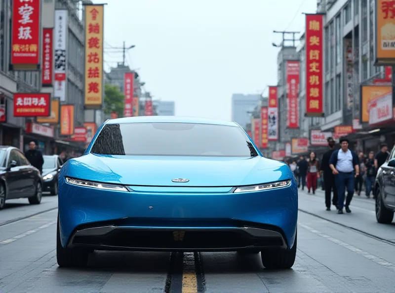 Image of a sleek, modern Xiaomi electric car on a city street in China.