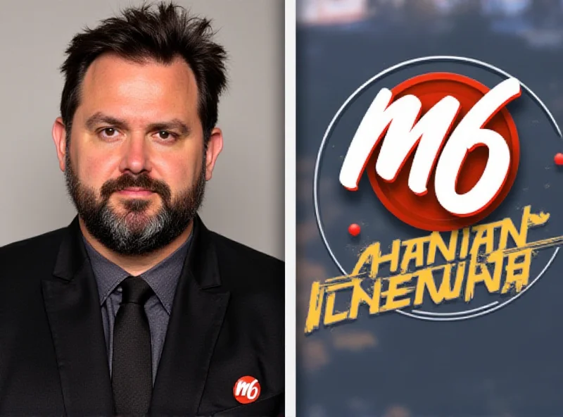 A split image showing Cyril Hanouna on the left and the M6 logo on the right, symbolizing his move to the network.