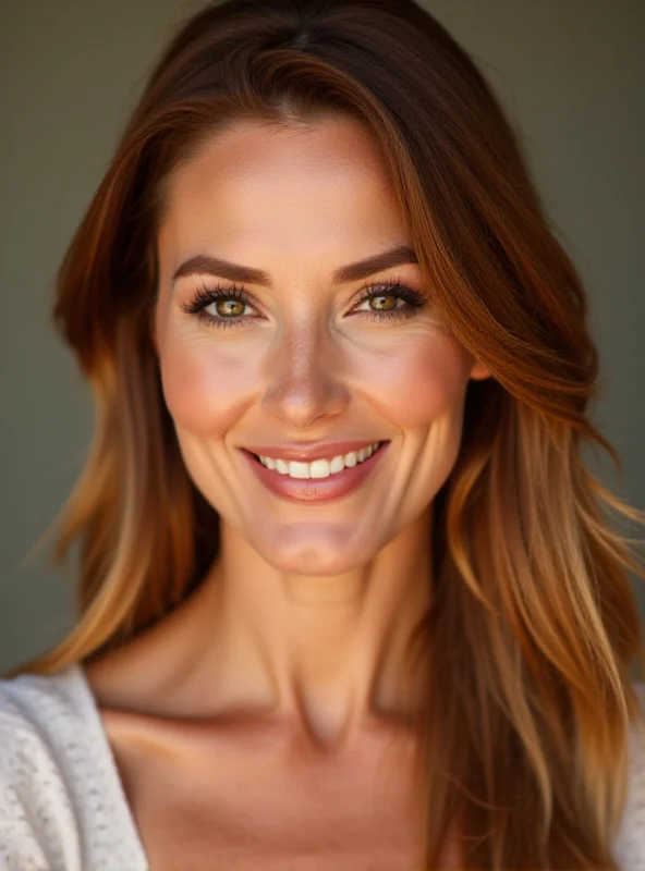A close-up portrait of Kate Walsh smiling warmly.