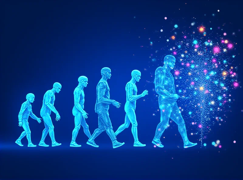 A stylized graphic depicting the evolution of ChatGPT. Starting with a simple text interface, the graphic progresses through various iterations, culminating in a futuristic representation of ChatGPT-4.5, featuring advanced neural network visualization and holographic displays.