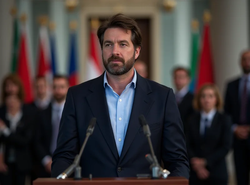 Francesco Paolo Sisto speaking at a press conference.