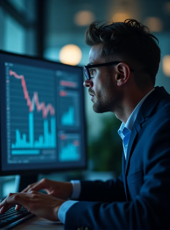 A close-up of a financial analyst reviewing data on a computer screen.