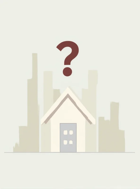 A stylized depiction of a house with a question mark above it, representing the uncertainties of the housing market.