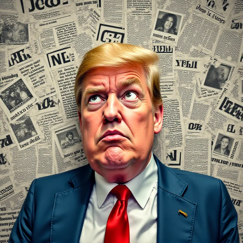 A confused person surrounded by news headlines related to tariffs, inflation, and GDP, symbolizing the economic turmoil and uncertainty.