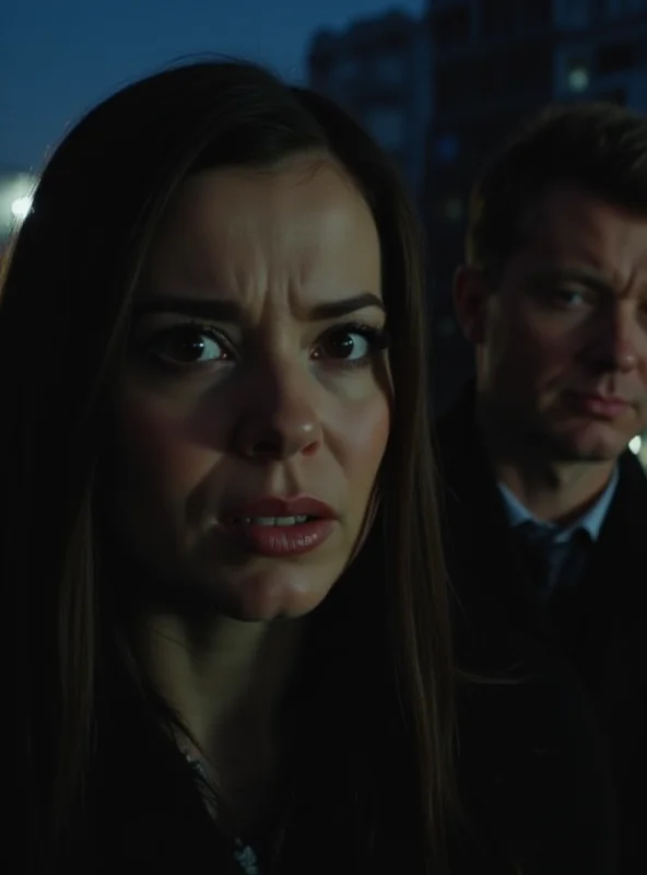 Still from the movie Anora, showing the main characters in a dramatic scene