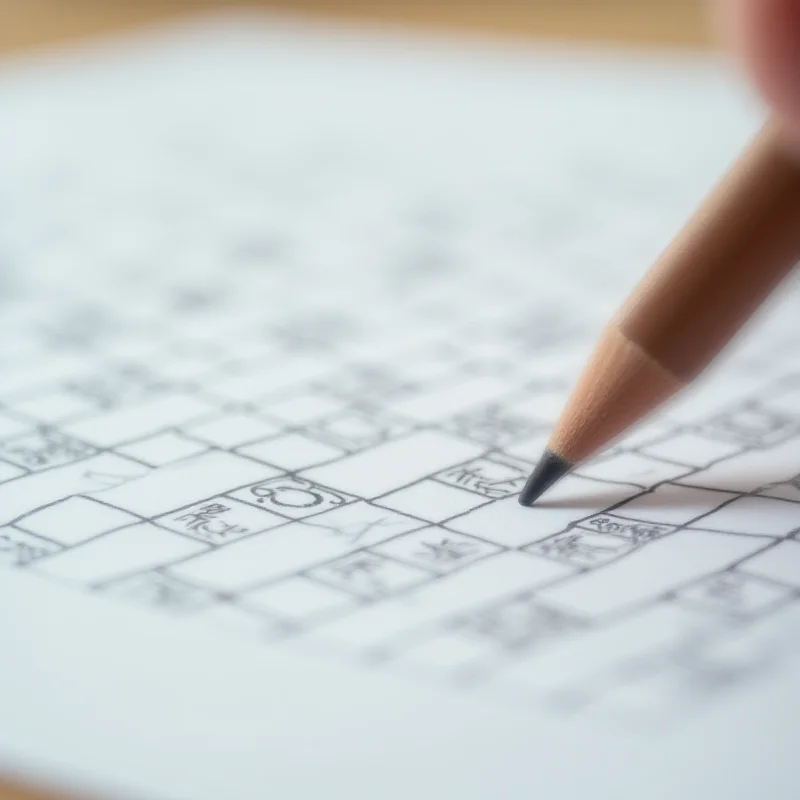 A close-up of a crossword puzzle with a pencil resting on it, emphasizing the puzzle's complexity and the challenge it presents.