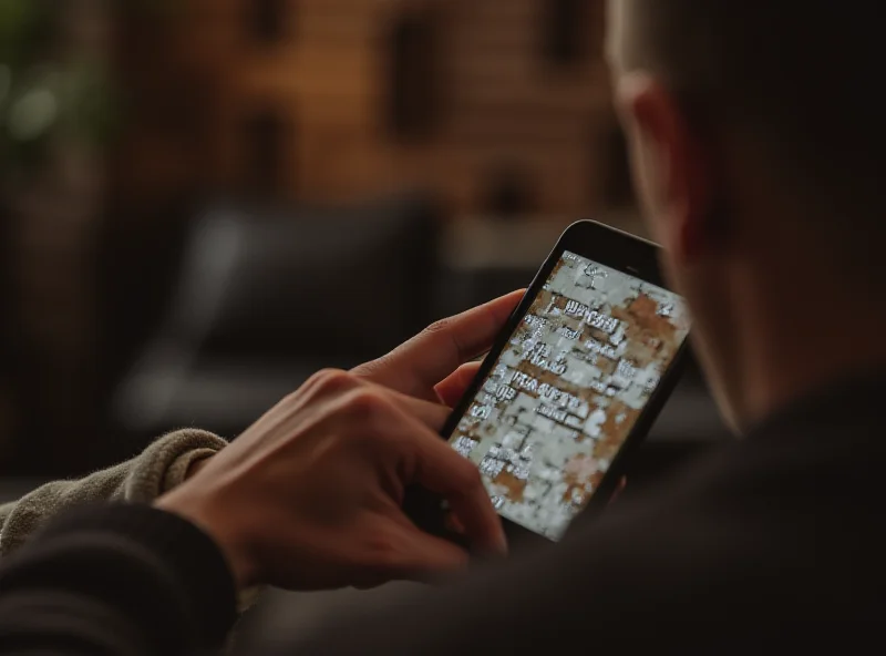 A person thoughtfully considering a Wordle puzzle on their phone.
