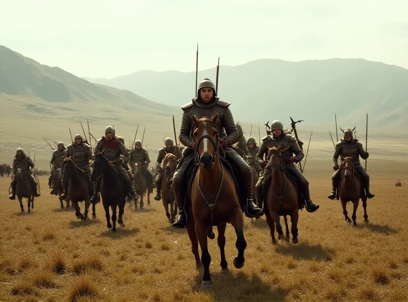 A dramatic scene from The Lord of the Rings: The War of the Rohirrim, showcasing Rohan warriors in battle.