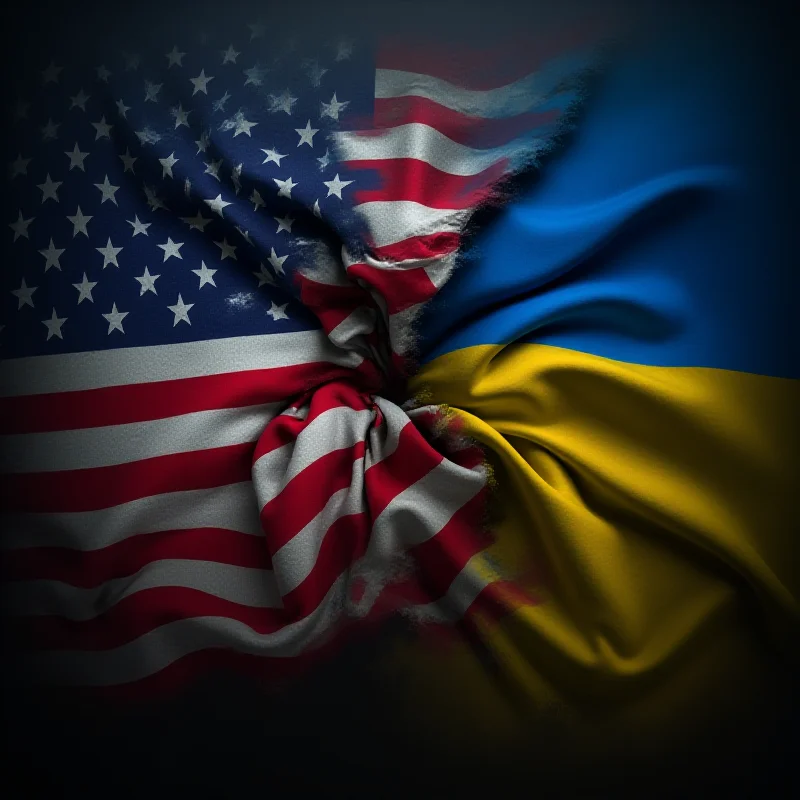 Image depicting the flags of the United States, Russia, and Ukraine, symbolizing the complex geopolitical situation.