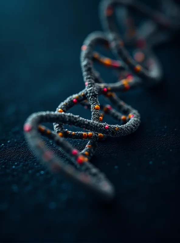 Close-up of a DNA strand with an FBI badge superimposed on it, creating a sense of conflict between privacy and law enforcement.