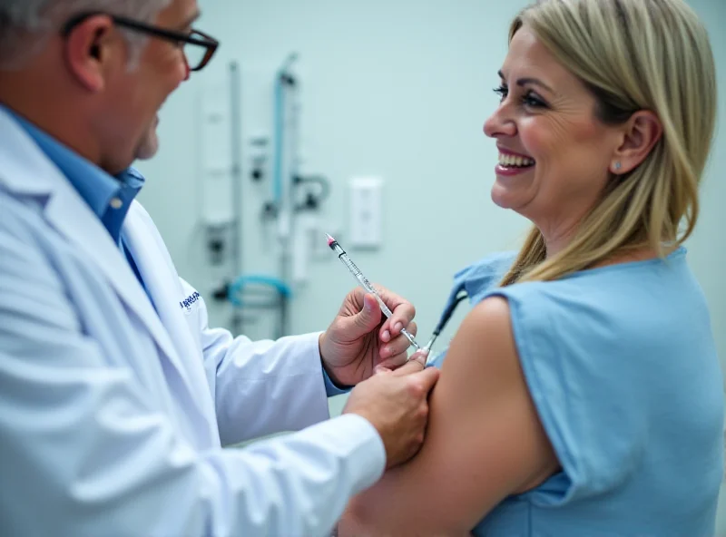 A doctor administering a flu shot to a patient.