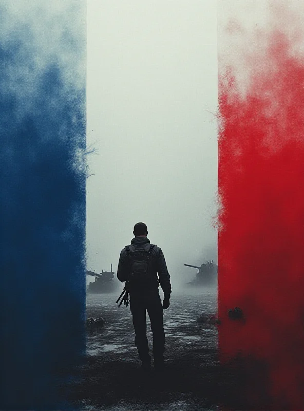 A stylized image of a French flag overlaid on a military background, representing the French defense sector.
