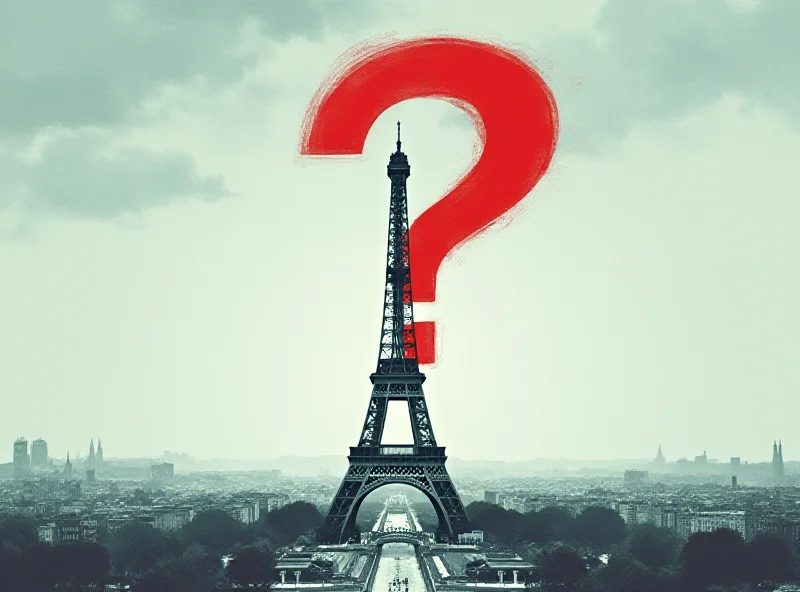 Illustration of the Eiffel Tower with a question mark over it, symbolizing French uncertainty about their alliances.