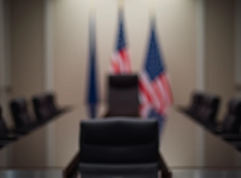 Empty chair at a G20 meeting with a US flag visible in the background.