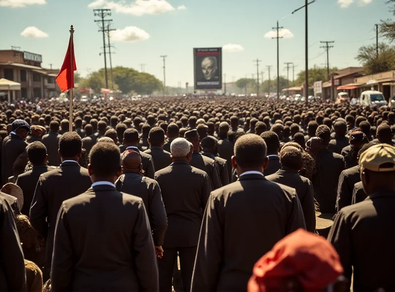 Crowds gathering to attend Sam Nujoma's funeral in Namibia.