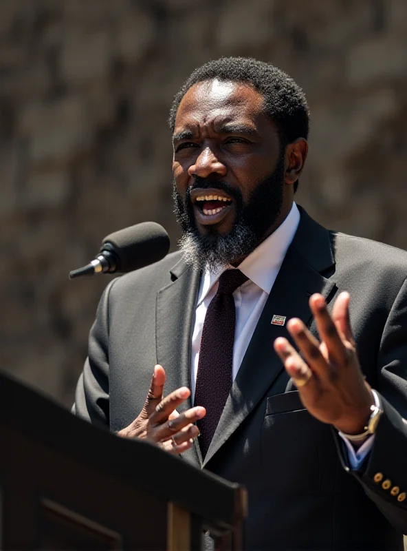 A photo of Sam Nujoma giving a speech.