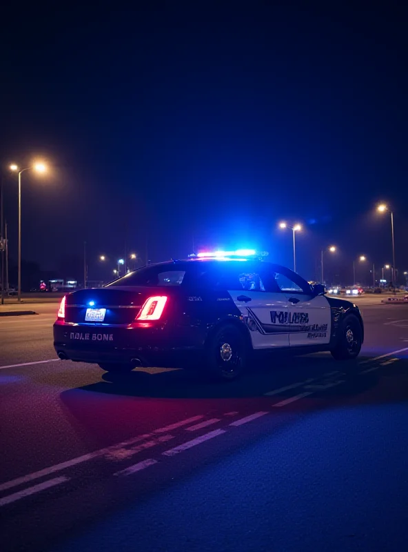 Police car with flashing lights responding to an emergency.