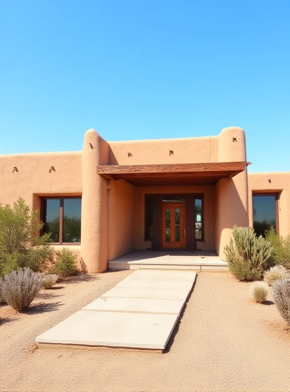 Exterior shot of a modern Santa Fe style home.