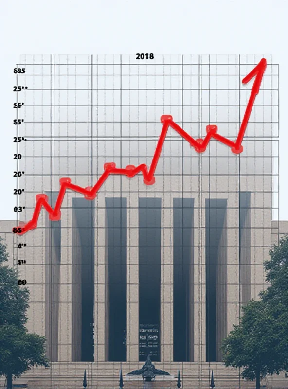 A graph depicting Germany's national debt over the past decade, with projections for the next five years. The graph is superimposed on an image of the German Bundesbank headquarters.