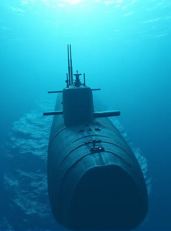 Illustration of a Royal Navy Vanguard Class submarine submerged in the ocean, with Trident missiles visible.