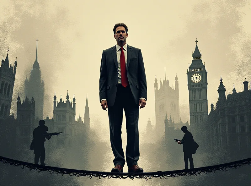Illustration of Keir Starmer facing a difficult decision, with symbolic representations of economic and military challenges.