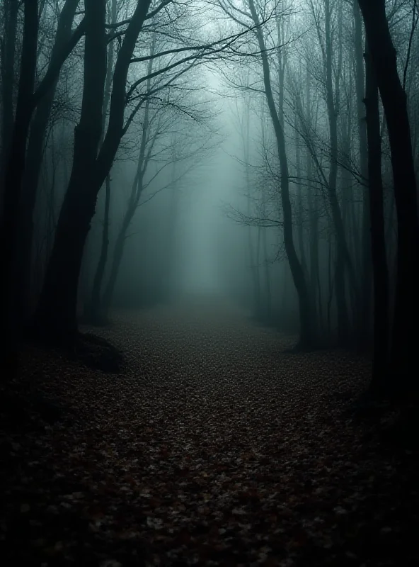 A somber woodland scene, representing the location where the baby's body was found