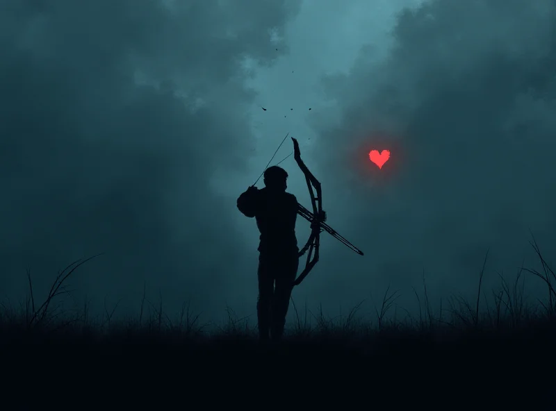 An abstract image representing a crossbow and a broken heart, symbolizing the crime.