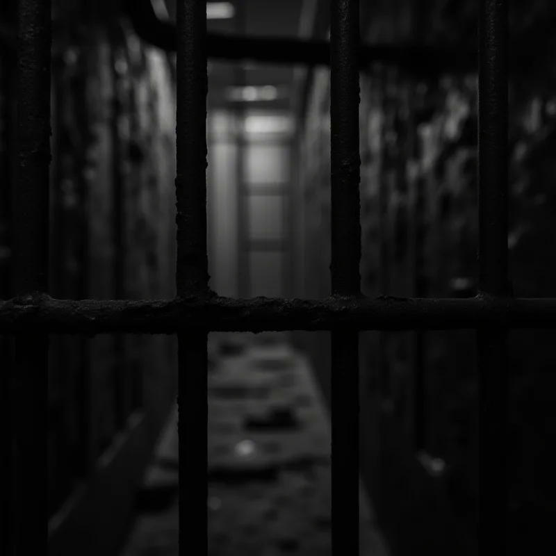 A stark image of prison bars, representing the jail attack.
