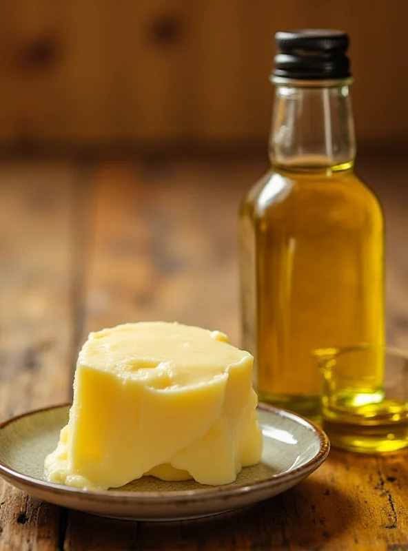 A side-by-side comparison of butter and olive oil