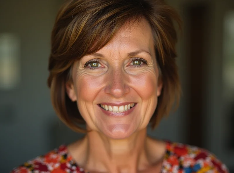 A smiling woman, Suzy Spence, post-surgery.