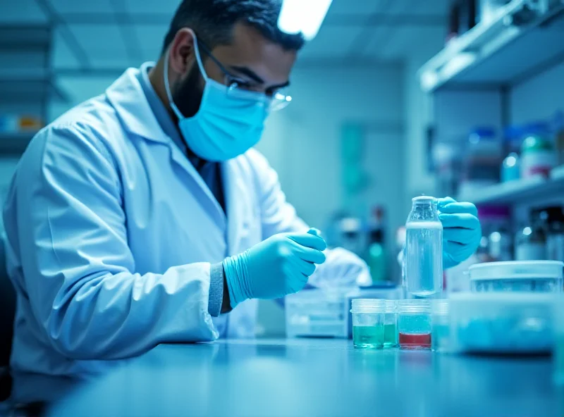 Scientist working in a lab on Ebola research.