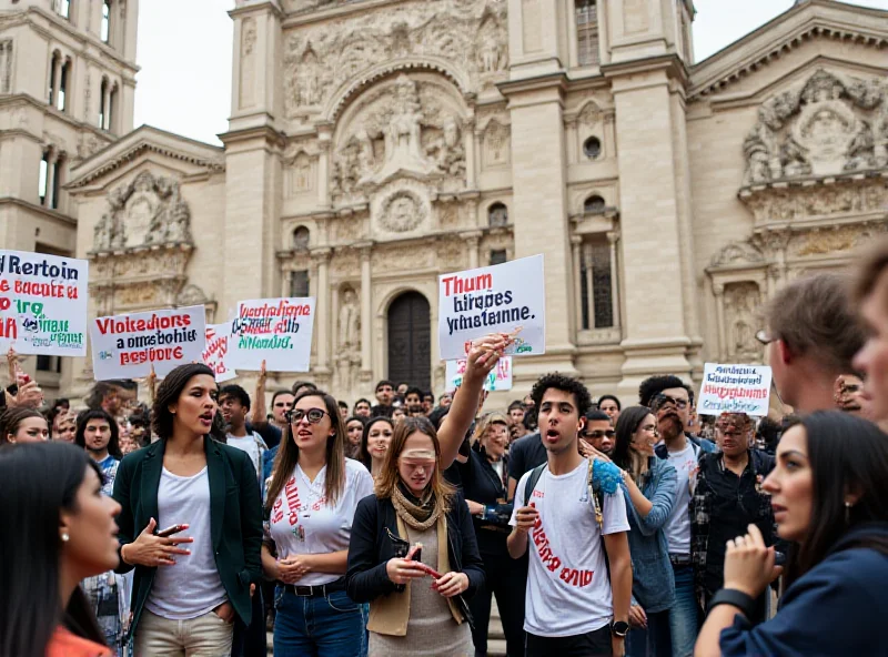 A group of students protesting in front of the University of Pisa, holding signs and banners.
