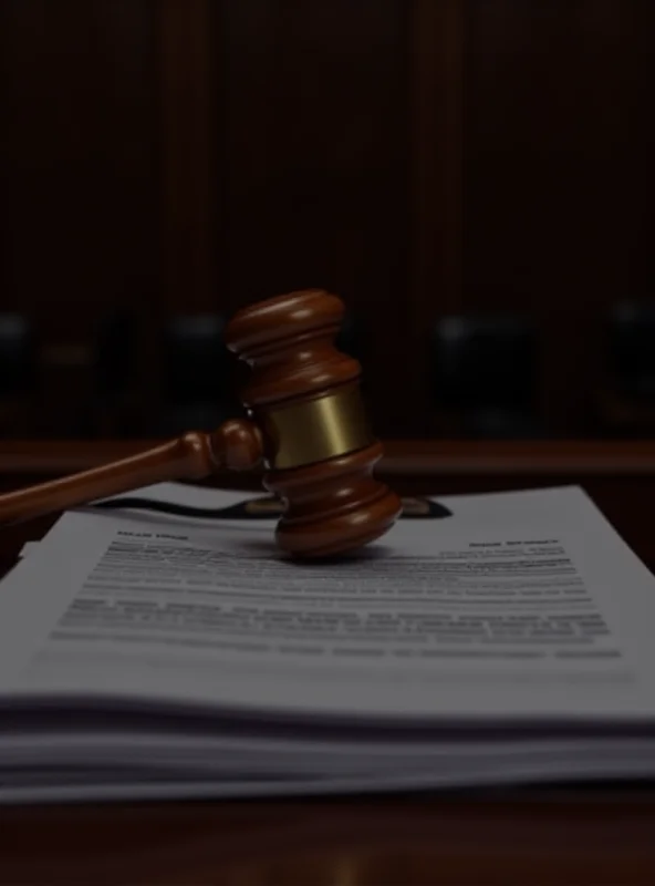 A gavel resting on a stack of legal documents. The background is blurred, showing a courtroom setting. The image conveys the legal proceedings that will likely follow the police report.