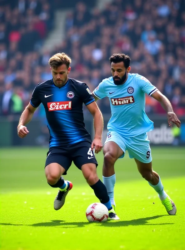 A dynamic action shot from the Napoli-Inter match, showing players battling for the ball.