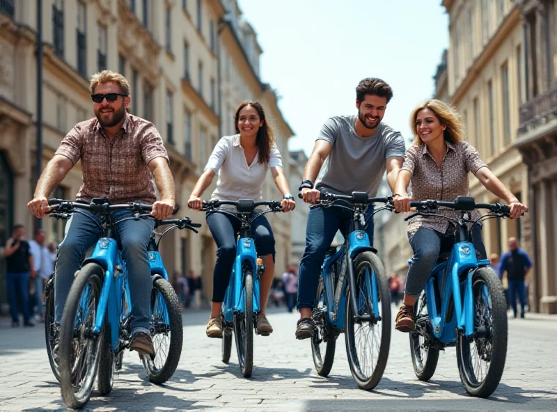 People using electric bikes in Krakow.