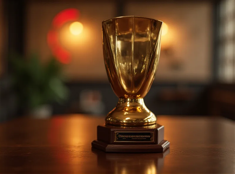Merkur award trophy with Lidl logo in the background
