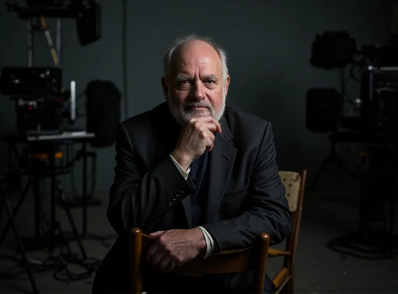 Errol Morris sitting in a director's chair