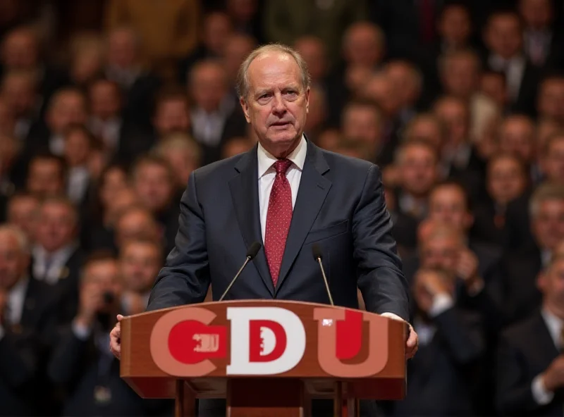 Friedrich Merz speaking at a political rally in Germany.
