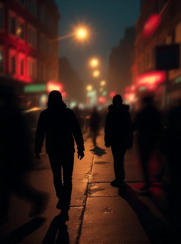 A blurred image of a street scene at night, suggesting a heated argument taking place.