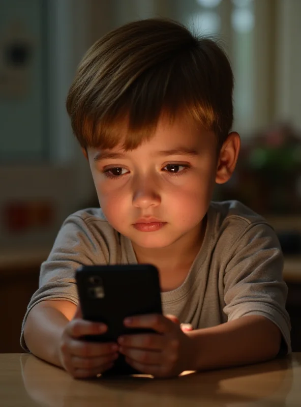 Image of a child looking thoughtfully at a smartphone